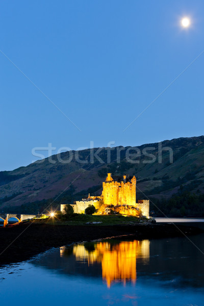 Eilean Donan Castle at night, Loch Duich, Scotland Stock photo © phbcz