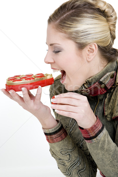 portrait of woman with chocolate Stock photo © phbcz