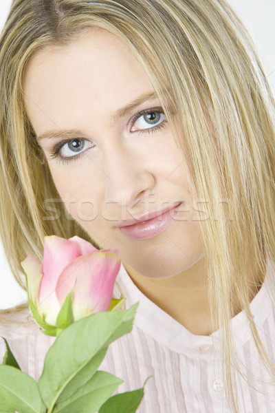 Zdjęcia stock: Portret · kobieta · wzrosła · kwiat · kwiaty · róż