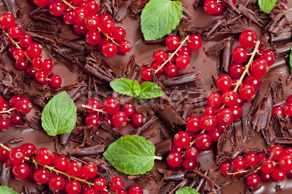 Vermelho groselha de chocolate comida folha Foto stock © phbcz