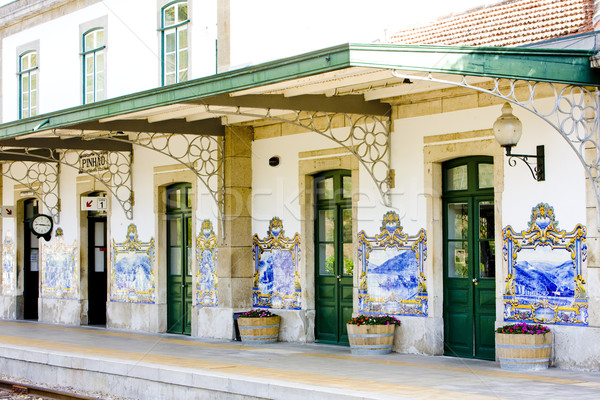 tiles (azulejos) at railway station of Pinhao, Douro Valley, Por Stock photo © phbcz