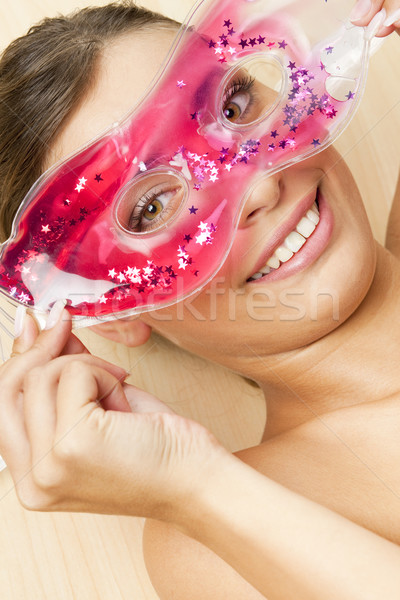 Ritratto donna raffreddamento maschera mano bellezza Foto d'archivio © phbcz