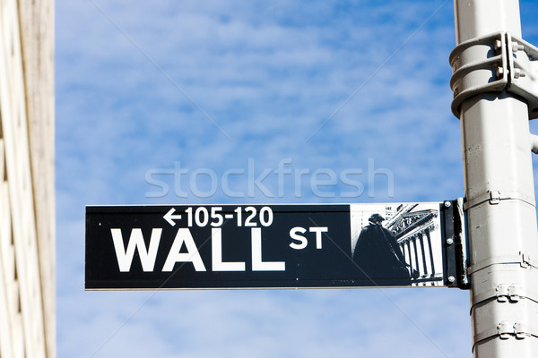 Wall street segno New York City USA città strada Foto d'archivio © phbcz