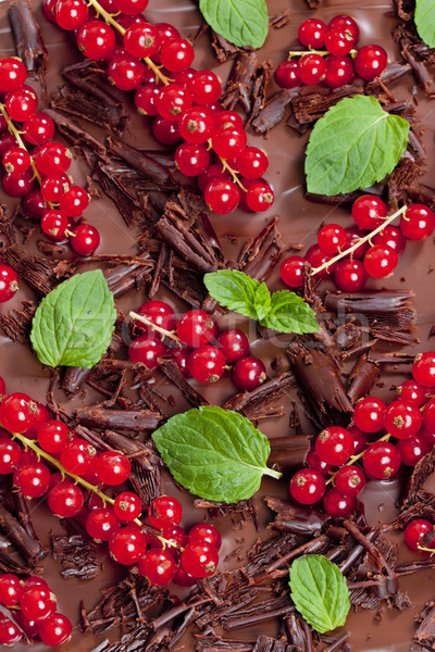 Vermelho groselha de chocolate comida folha Foto stock © phbcz