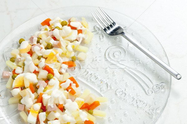 Stockfoto: Traditioneel · tsjechisch · christmas · aardappelsalade · voedsel · eieren