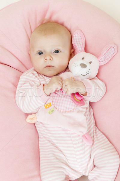 portrait of three months old baby girl holding a toy Stock photo © phbcz