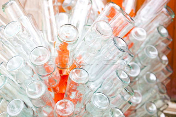 Lege flessen wijn rack textuur glas Stockfoto © phbcz