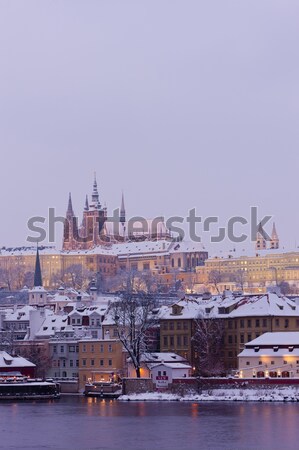 Сток-фото: моста · зима · Прага · Чешская · республика · снега · зданий