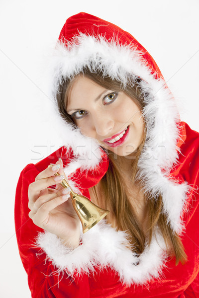 portrait of female Santa Claus with a bell Stock photo © phbcz