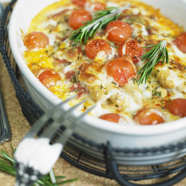 baked white asparagus with cherry tomatoes on rosemary Stock photo © phbcz