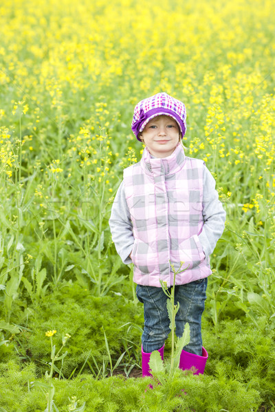 Kleines Mädchen tragen Gummistiefel Frühling Natur Mädchen Stock foto © phbcz