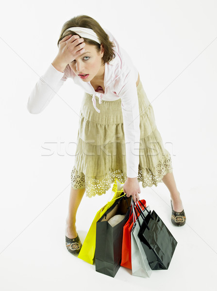 Vásárlás lány nő papír bolt fiatal Stock fotó © phbcz