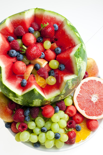 fruit salad in water melon Stock photo © phbcz