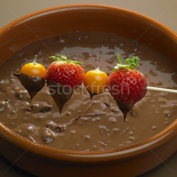 chocolate fondue Stock photo © phbcz