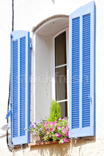 window with blue window shutter, Greoux-les-Bains, Provence, Fra Stock photo © phbcz