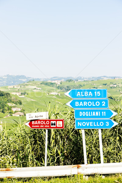 Stock photo: signposts near Barolo, Piedmont, Italy