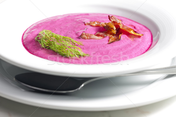 mixed red beet soup with cream Stock photo © phbcz