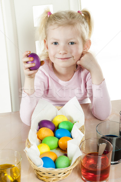 Portré kislány húsvéti tojások húsvét lány gyermek Stock fotó © phbcz