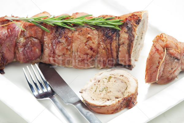 veal roll filled with minced beef meat and herbs Stock photo © phbcz