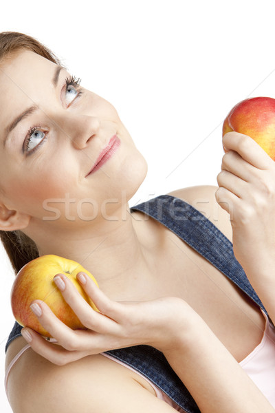 Zdjęcia stock: Portret · kobieta · jabłka · owoców · owoce · młodych