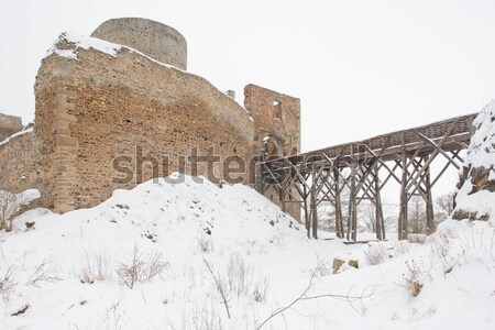 城 冬 チェコ共和国 雪 旅行 建物 ストックフォト © phbcz