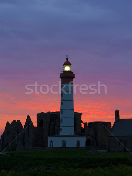 lighthouse and ruins of monastery, Pointe de Saint Mathieu, Brit Stock photo © phbcz