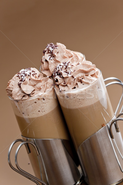 Csendélet kávé tejszínhab csokoládé csésze tárgy Stock fotó © phbcz