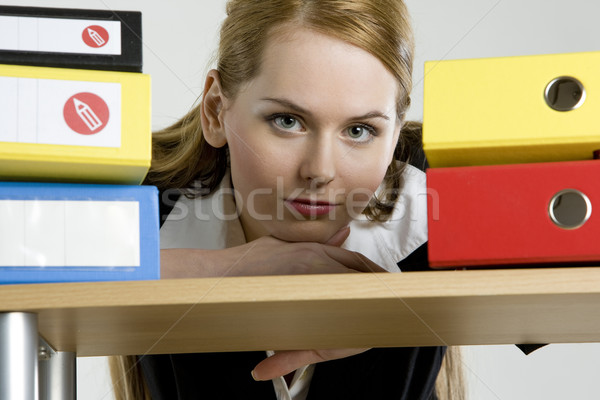 Geschäftsfrau Ordner Frau Arbeit Anzug arbeiten Stock foto © phbcz