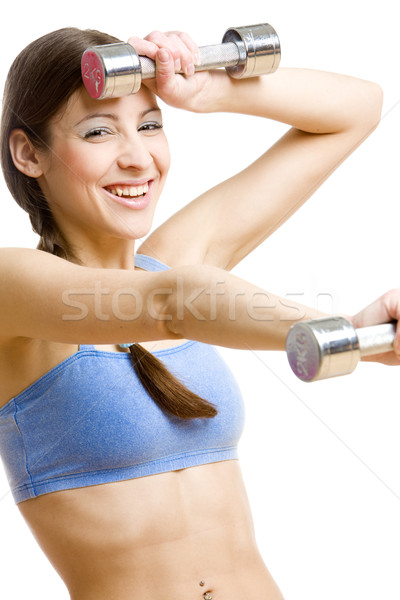 portrait of woman with dumb bells Stock photo © phbcz