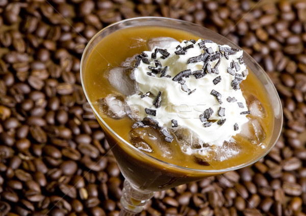 glass of ice coffee with whipped cream Stock photo © phbcz