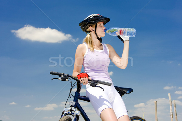 Motoros üveg víz nő sportok pihen Stock fotó © phbcz