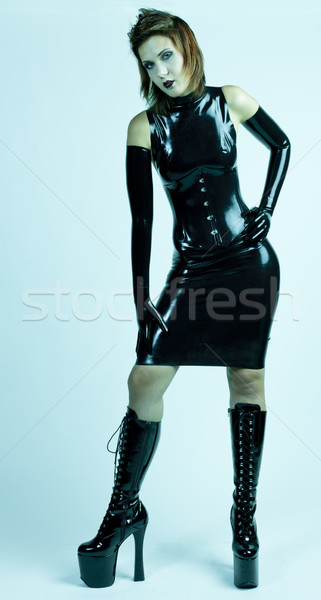 Stockfoto: Permanente · vrouw · latex · kleding · vrouwen