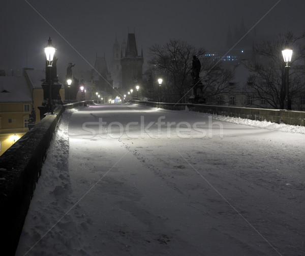 Charles bridge in winter, Prague, Czech Republic Stock photo © phbcz