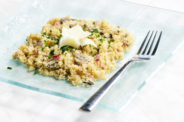 couscous with ham and mushrooms Stock photo © phbcz