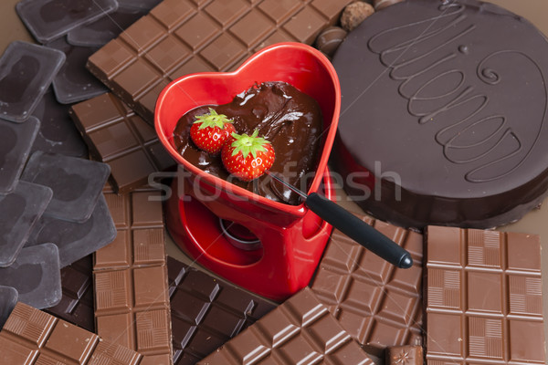 chocolate fondue Stock photo © phbcz