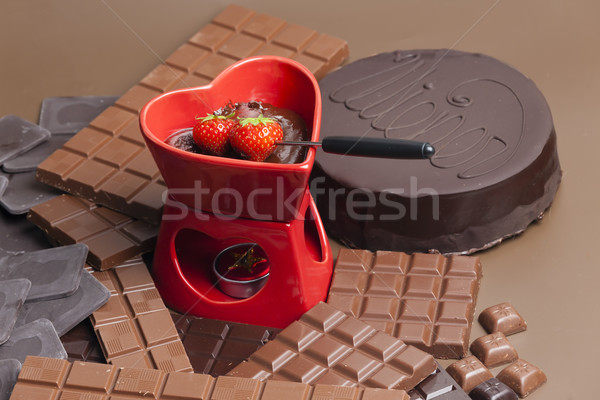 chocolate fondue Stock photo © phbcz