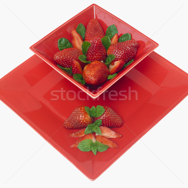 Morangos de folhas fruto saúde comer Foto stock © phbcz