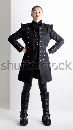 áll nő visel latex ruházat nők Stock fotó © phbcz