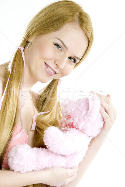 portrait of woman with teddy bear Stock photo © phbcz