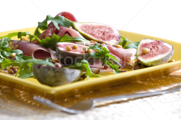 Spanish ham with figs Stock photo © phbcz