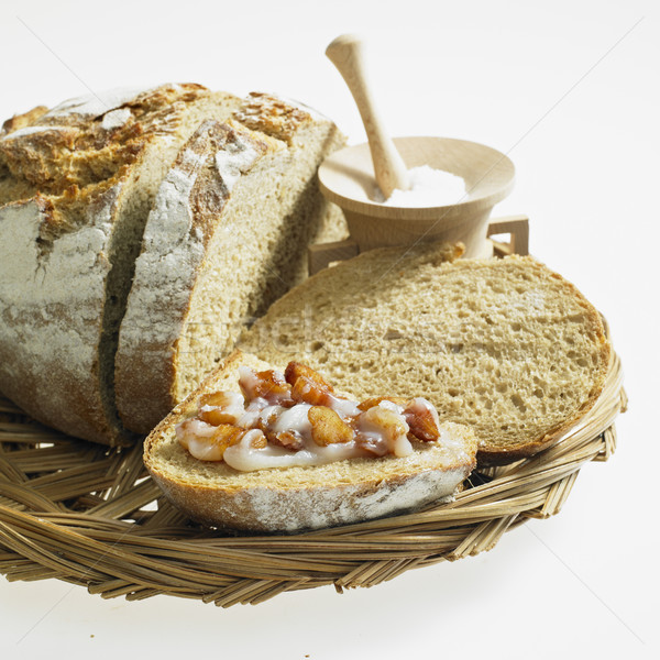 bread with lard and scraps Stock photo © phbcz