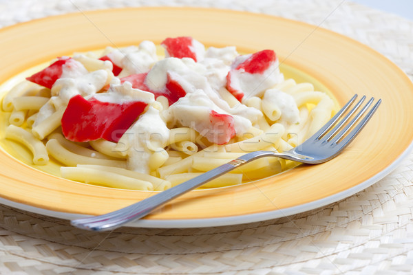 chopped macaroni with surimi Stock photo © phbcz
