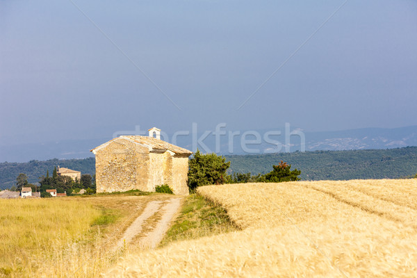 Kápolna gabona mező fennsík Franciaország templom Stock fotó © phbcz