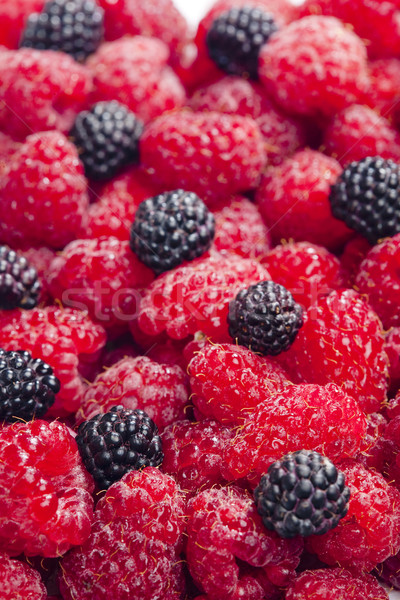 Stock photo: raspberries and blackberries