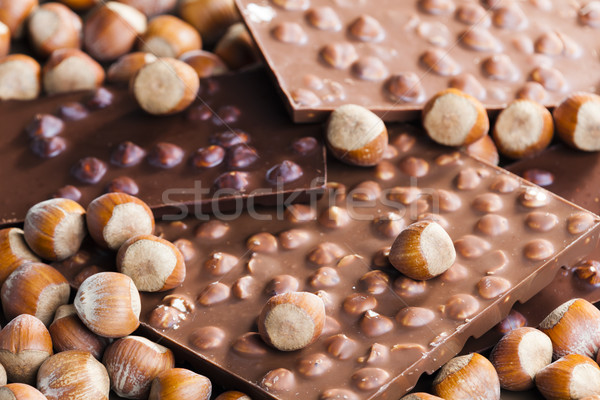 chocolate bars with hazelnuts Stock photo © phbcz