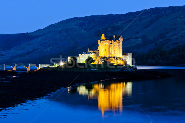 Eilean Donan Castle at night, Loch Duich, Scotland Stock photo © phbcz