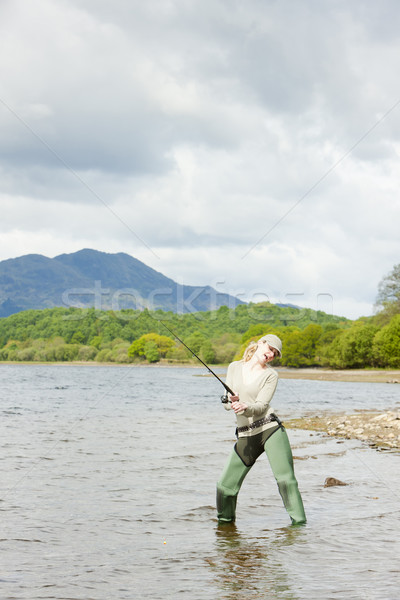 fishing woman, Loch Venachar, Trossachs, Scotland Stock photo © phbcz
