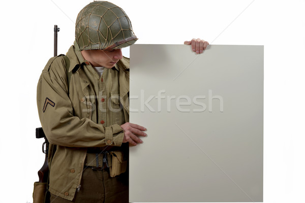 American soldier shows a sign Stock photo © philipimage