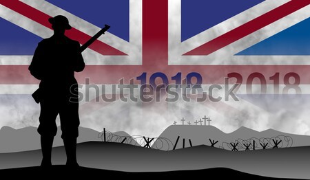 American soldier shows a sign Stock photo © philipimage