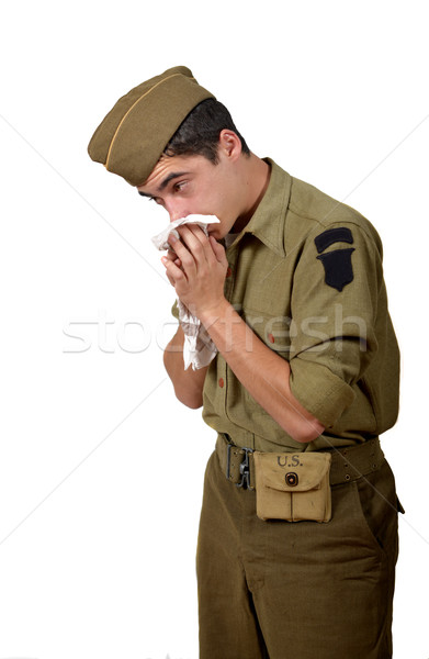 Jovem americano soldado frio Foto stock © philipimage